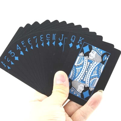 Vienas komplektas vandeniui atsparus PVC plastikinis žaidimo kortelių rinkinys Trend 54vnt Deck Poker Classic Magic Tricks Tool Pure Black Magic Box supakuota