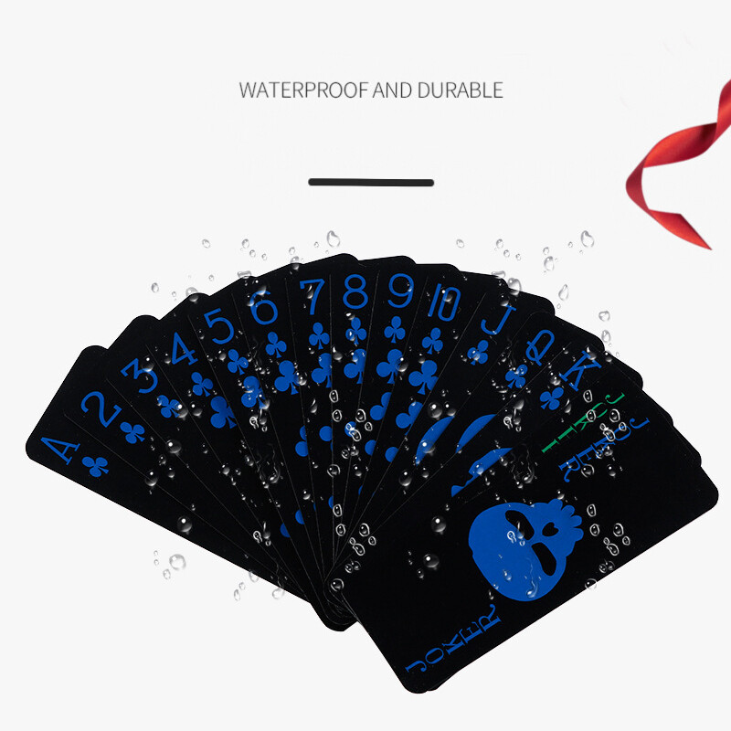 Viens komplekts Ūdensnecaurlaidīgs PVC plastmasas spēļu kāršu komplekts Trend 54gab Klāja pokera klasiskais burvju triku rīks Pure Black Magic Box iepakots