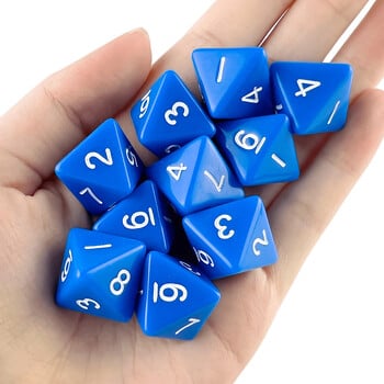 D8 Polyhedral Dice 15,5 mm TRPG DND Комплект за дигитална игра със зарове 8 страни 10 бр. за настолна игра