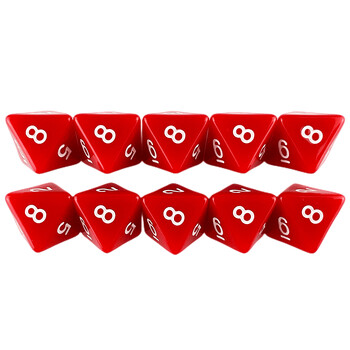 D8 Polyhedral Dice 15,5 mm TRPG DND Комплект за дигитална игра със зарове 8 страни 10 бр. за настолна игра