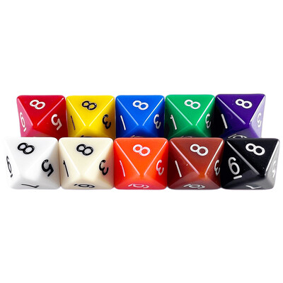 D8 Polyhedrálne kocky 15,5 mm TRPG DND Digitálna hracia sada s kockami 8 strán 10 ks pre stolové hry