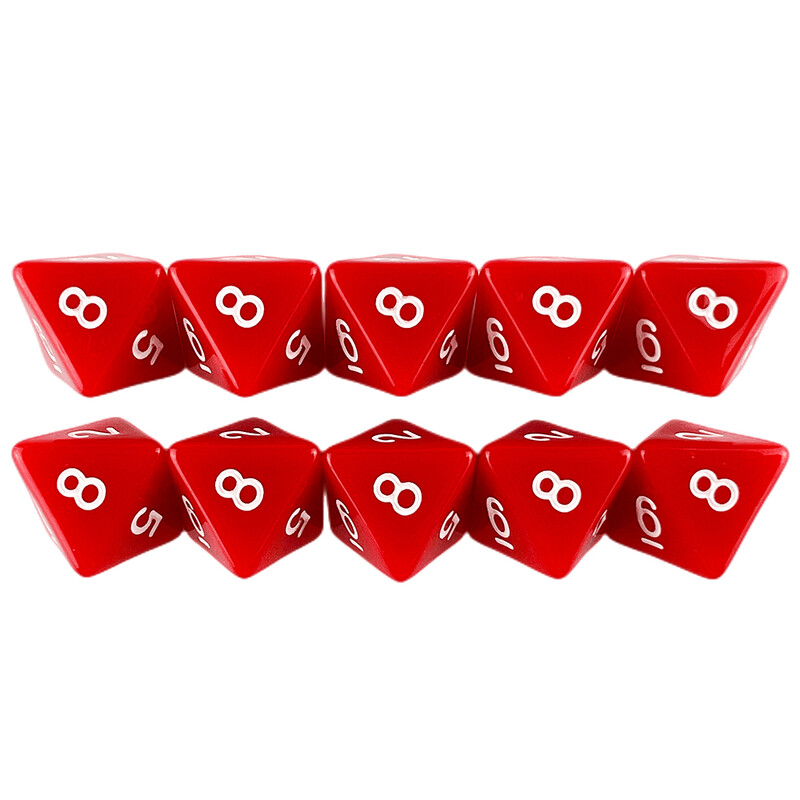 D8 Polyhedrálne kocky 15,5 mm TRPG DND Digitálna hracia sada s kockami 8 strán 10 ks pre stolové hry