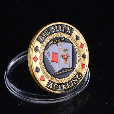 Pokera kāršu aizsargs aizsargs Pokera kārtis Metāla suvenīru žetonu komplekts Kazino monētas Pokera spēles Hold`em piederumi Laimes monēta viņam