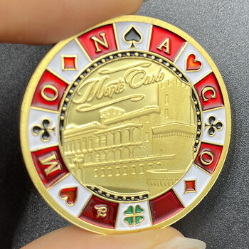 Monaco Monte-Carlo Casino Gold Coin Pattern Poker Number 7 Lukcy Medal Color Electroplating Challenge Coin in Capsule