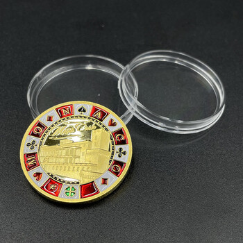 Monaco Monte-Carlo Casino Gold Coin Pattern Poker Number 7 Lukcy Medal Color Electroplating Challenge Coin in Capsule