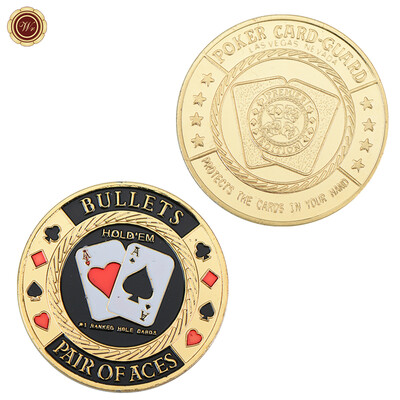 Protector de protecție pentru cărți pentru monede de poker din metal Cărți de poker Provocare noroc Monede Jetoane de cazinou Dealer Jeton Suvenir Cadouri de colecție