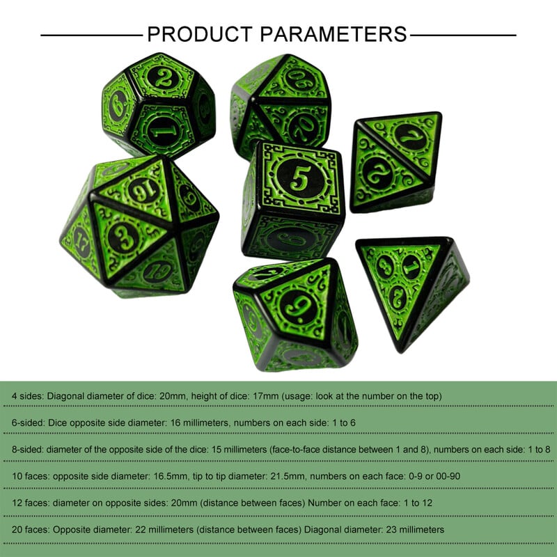 7 vnt. kelių pusių kauliukų rinkinys raudonas/baltas/mėlynas/geltonas/žalias kauliukų rinkinys vaidmenų žaidimo kauliukai RPG MTG stalo žaidimui