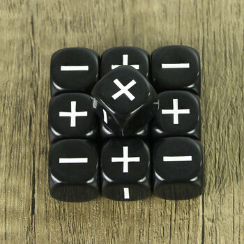 Fate Dice Opaque Black White 10PCS 16mm за аксесоари за настолни игри