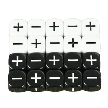 Fate Dice Opaque Black White 10PCS 16mm за аксесоари за настолни игри