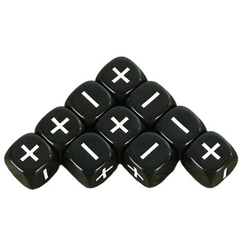 Fate Dice Opaque Black White 10PCS 16mm за аксесоари за настолни игри