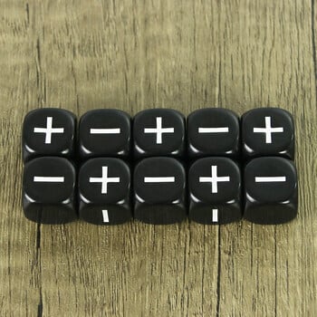 Fate Dice Opaque Black White 10PCS 16mm за аксесоари за настолни игри