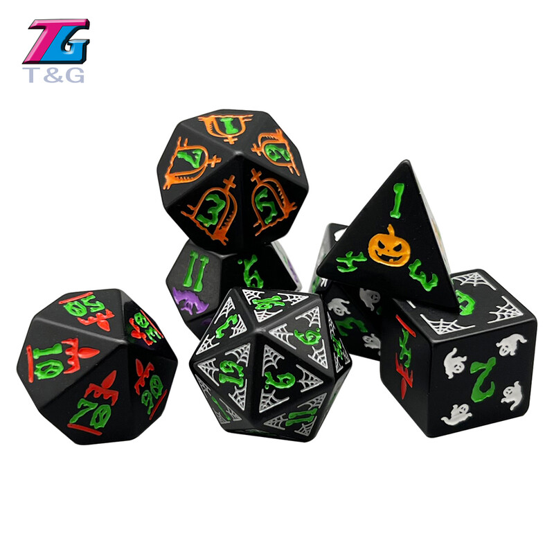 Dice Role DND dodaci Tema za Noć vještica Polyhedral Dice Set Jedinstvena festivalska aura Šareni uzorci za DND RPG igre za stolna računala
