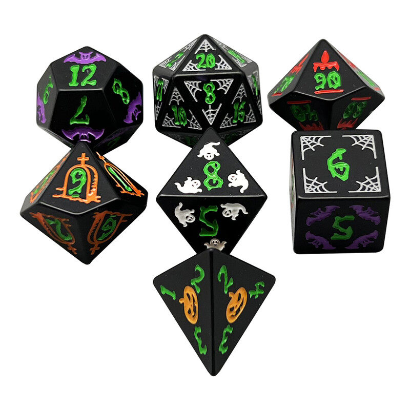 Dice Role DND dodaci Tema za Noć vještica Polyhedral Dice Set Jedinstvena festivalska aura Šareni uzorci za DND RPG igre za stolna računala