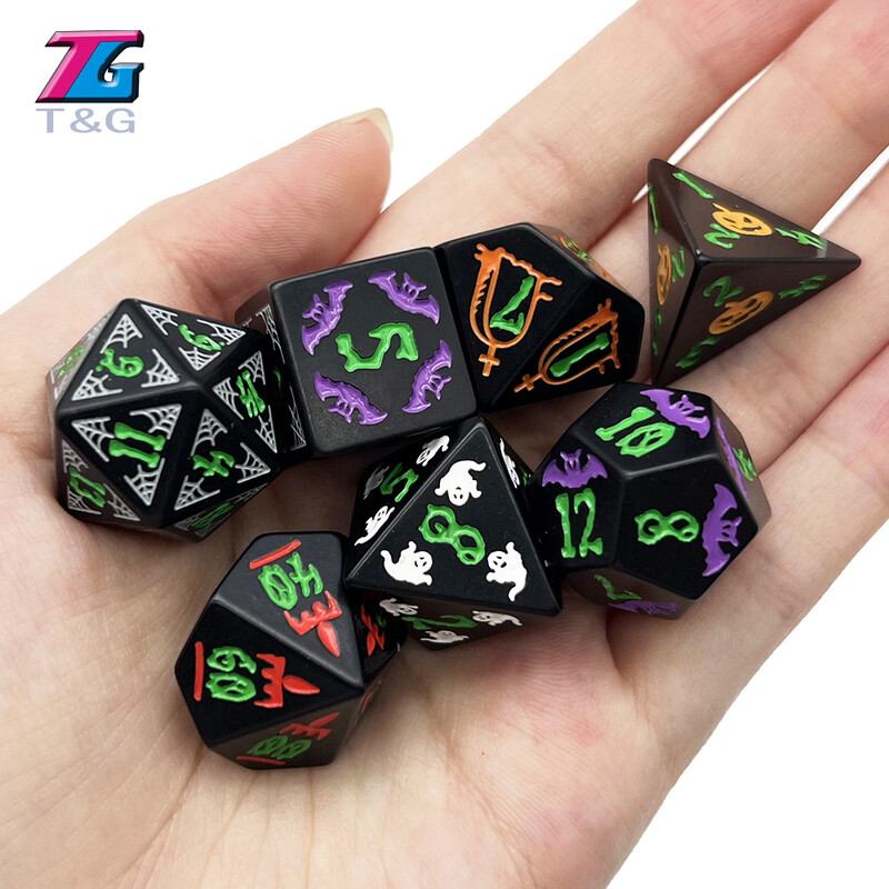 Dice Role DND dodaci Tema za Noć vještica Polyhedral Dice Set Jedinstvena festivalska aura Šareni uzorci za DND RPG igre za stolna računala