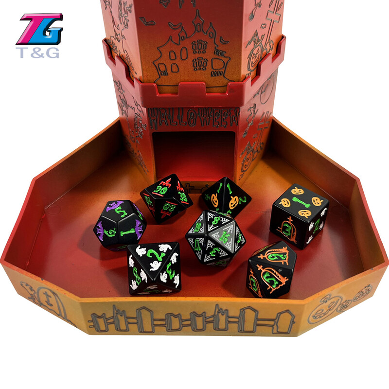 Dice Role DND dodaci Tema za Noć vještica Polyhedral Dice Set Jedinstvena festivalska aura Šareni uzorci za DND RPG igre za stolna računala