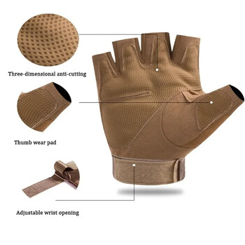 Γάντια τακτικής εξωτερικού χώρου Half Finger Paintball Airsoft Shot Combat Anti-Slid Men Bicycle Camping Gloves Hunting Protective tool