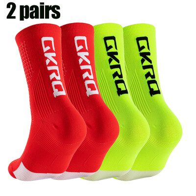 2 ζεύγη GKRQ Νέες κάλτσες ποδηλασίας Bike Nurse Compression Road Bike Running Mtb μέχρι το γόνατο Λευκό Αστεία μάρκα Μαύρο