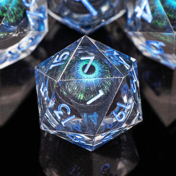 Зарове от смола Dragon\'s eye, 7PCS Liquid Core Dice Set, Sharp Egde polyhedral d и d зарове