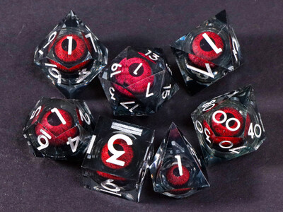 Zmajeve kocke od smole, 7PCS Liquid Core Dice Set, Sharp Egde polyhedral d i d kocke