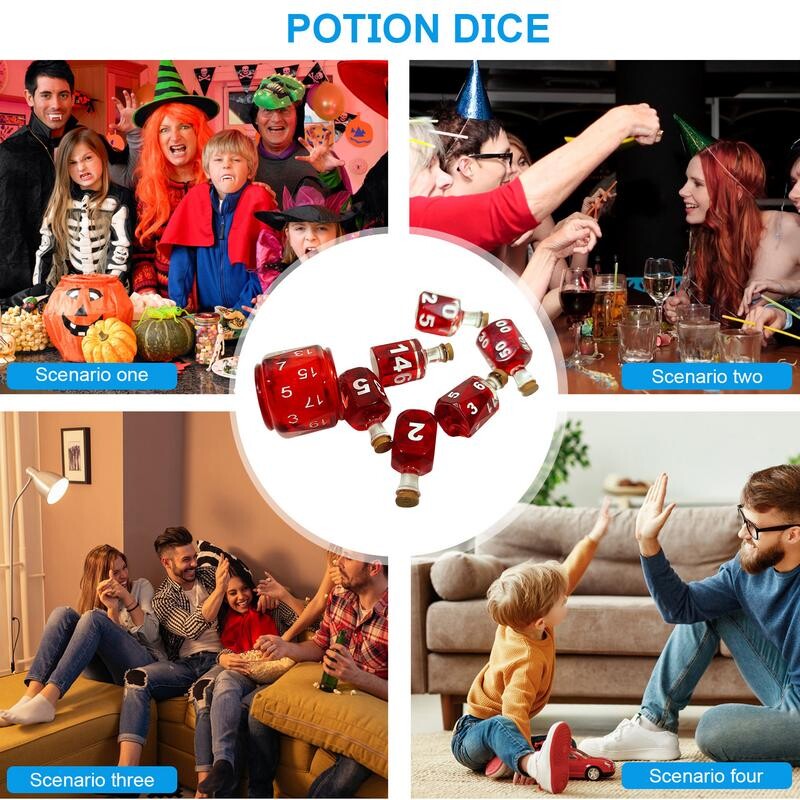 Potion Dice 7Pcs Set silikonskih kockica Kockice za igranje uloga Set kockica za igranje uloga s konstrukcijom od smole Cool kockice inspirirane astrologijom