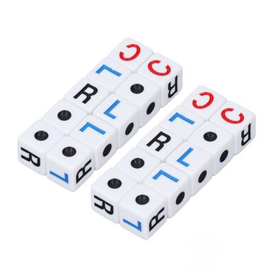 20 ks plastových kociek s ľavým pravým stredom, zaujímavá sada kociek s ľavým pravým stredom na párty a stretnutia.