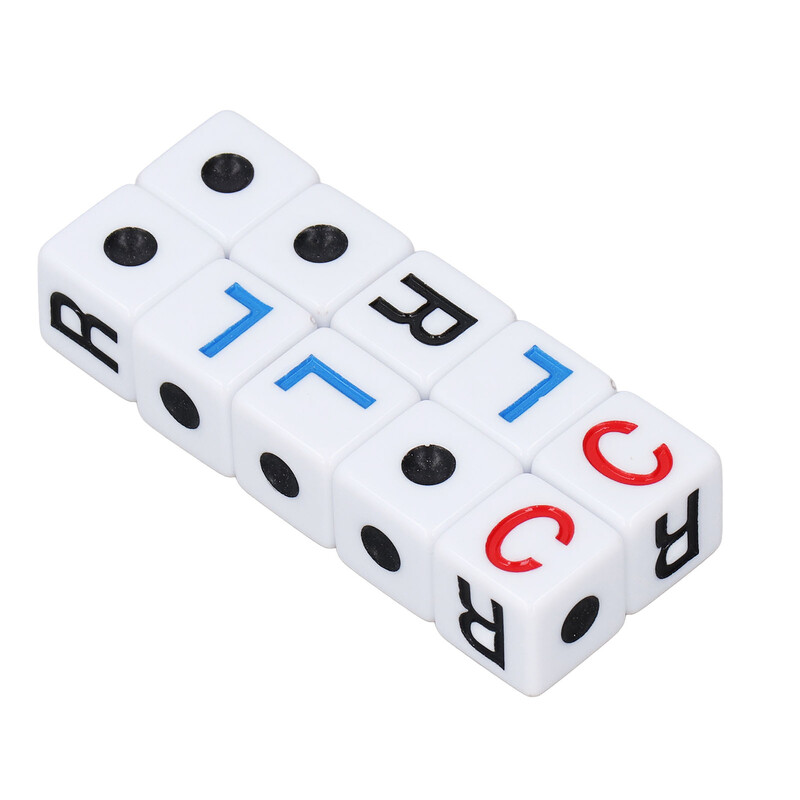 20 ks plastových kociek s ľavým pravým stredom, zaujímavá sada kociek s ľavým pravým stredom na párty a stretnutia.
