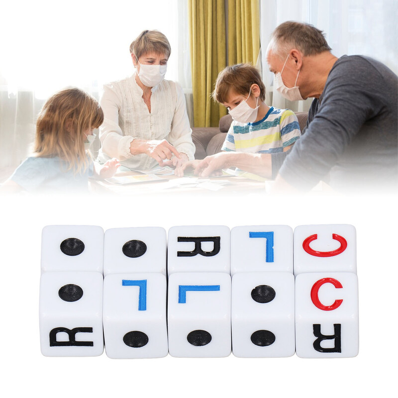 20 ks plastových kociek s ľavým pravým stredom, zaujímavá sada kociek s ľavým pravým stredom na párty a stretnutia.