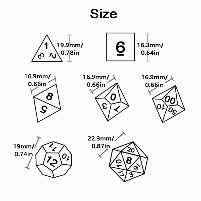 DND Polyhedral Dice Set 7pcs D4 D6 D8 D10 D12 D20 Igraće kocke za D&D RPG igranje uloga stolne igre