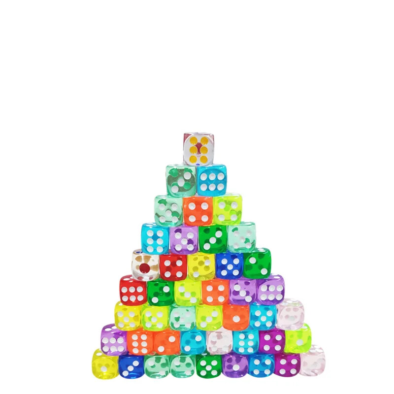 50PCS prozirne okrugle kockice u boji Set kockica u boji od 14 mm, zaslon za zabavu, prozirne kristalne kockice u boji