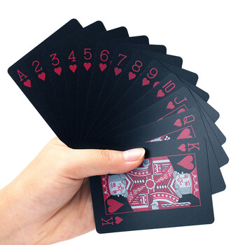 PVC πλαστικό σετ τραπουλόχαρτων Deck Poker Αδιάβροχο παιχνίδι Κάρτες πόκερ Party Magic Tricks Tool Black Gold 54 τμχ Δημιουργικό δώρο