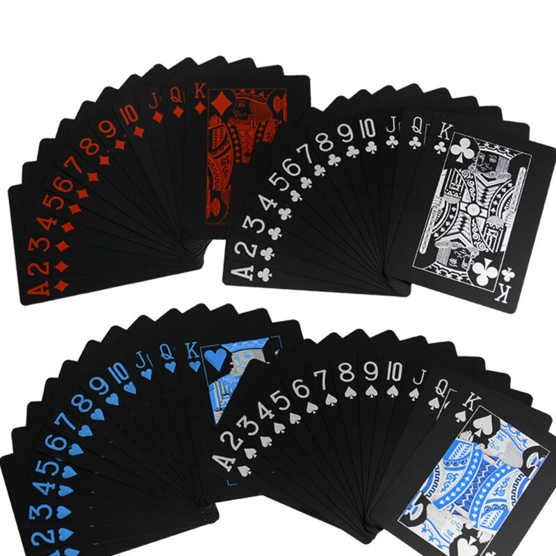 Set PVC plastičnih karata za igranje Špil Poker Vodootporne poker karte za igre Alat za magične trikove Crno zlato 54 komada Kreativni dar