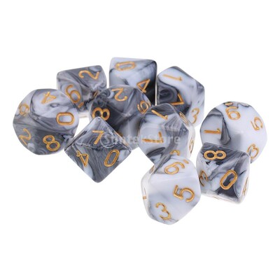 10 komada 10-stranih kockica D10 D8 Poliedralne kockice za igre 16 mm RPG kockice Obiteljske kockice