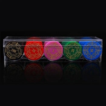 100Chips Professional Acrylic Poker Chip Stand Δίσκος για μάρκες 5 Grids Poker Chip Display Clear Acrylic 10 Chips Trays