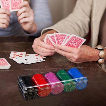 100Chips Professional Acrylic Poker Chip Stand Δίσκος για μάρκες 5 Grids Poker Chip Display Clear Acrylic 10 Chips Trays