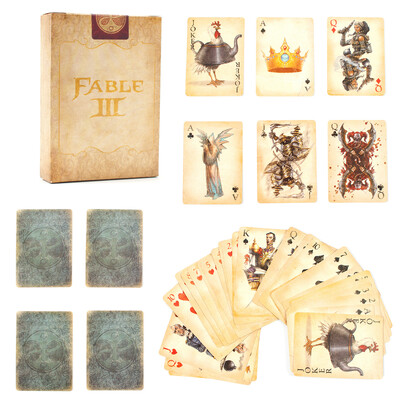 Vintage stila spēļu kārtis FABLE 3 Game Poker Carta spēļu kārtis no Fable III ierobežota kolekcionāra izdevuma komplekts, kas nekad netiek atvērts!