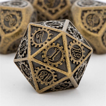 OUKELANWO DND Metal Dice Set D&D for Dungeon and Dragon, Gold Polyhedral Rpg Role Playing Game D and D Dice D20 D12 D10 D8 D6 D4