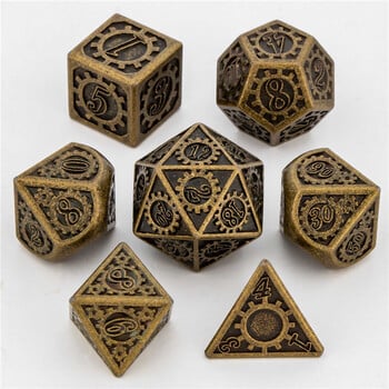 OUKELANWO DND Metal Dice Set D&D for Dungeon and Dragon, Gold Polyhedral Rpg Role Playing Game D and D Dice D20 D12 D10 D8 D6 D4