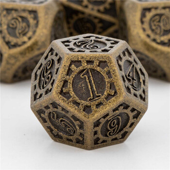 OUKELANWO DND Metal Dice Set D&D for Dungeon and Dragon, Gold Polyhedral Rpg Role Playing Game D and D Dice D20 D12 D10 D8 D6 D4