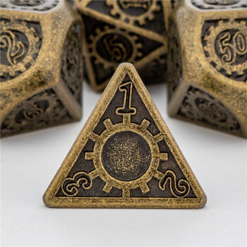 OUKELANWO DND Metal Dice Set D&D for Dungeon and Dragon, Gold Polyhedral Rpg Role Playing Game D and D Dice D20 D12 D10 D8 D6 D4