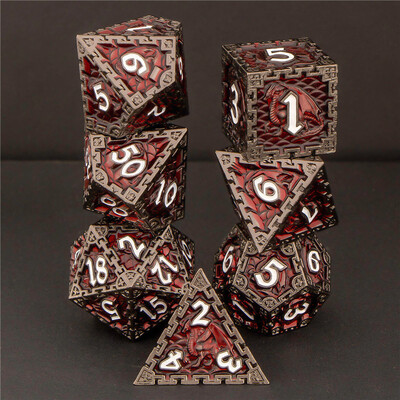 Sada kovových kociek OUKELANWO DND D&D pre hru Dungeon and Dragon, zlaté polyhedrálne RPG hry na hrdinov D a D kocky D20 D12 D10 D8 D6 D4