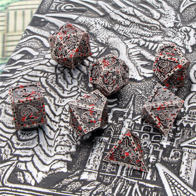 Sada kovových kociek OUKELANWO DND D&D pre hru Dungeon and Dragon, zlaté polyhedrálne RPG hry na hrdinov D a D kocky D20 D12 D10 D8 D6 D4