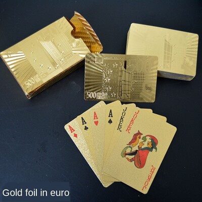 24K aukso kortos Plastikinis pokerio žaidimas Deck Folio pokerio paketas Magic Cards Neperšlampamas kortelių dovanų kolekcija Lošimo stalo žaidimas