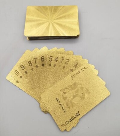 24K aukso kortos Plastikinis pokerio žaidimas Deck Folio pokerio paketas Magic Cards Neperšlampamas kortelių dovanų kolekcija Lošimo stalo žaidimas