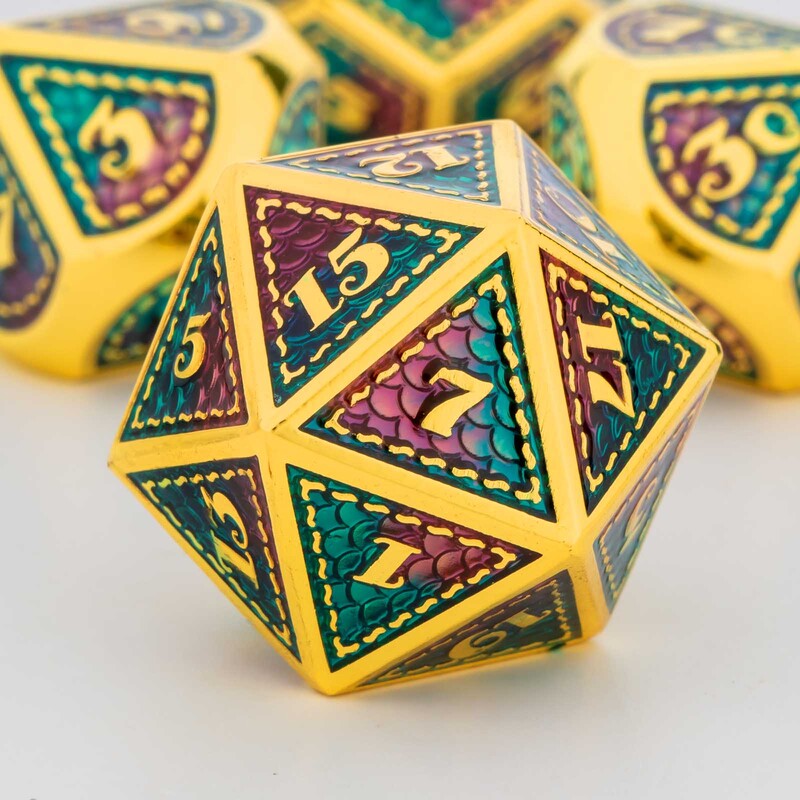 OUKELANWO DND Set metalnih kockica D&D za Dungeon and Dragon, zlatna poliedarska Rpg igra uloga D i D kockice D20 D12 D10 D8 D6 D4