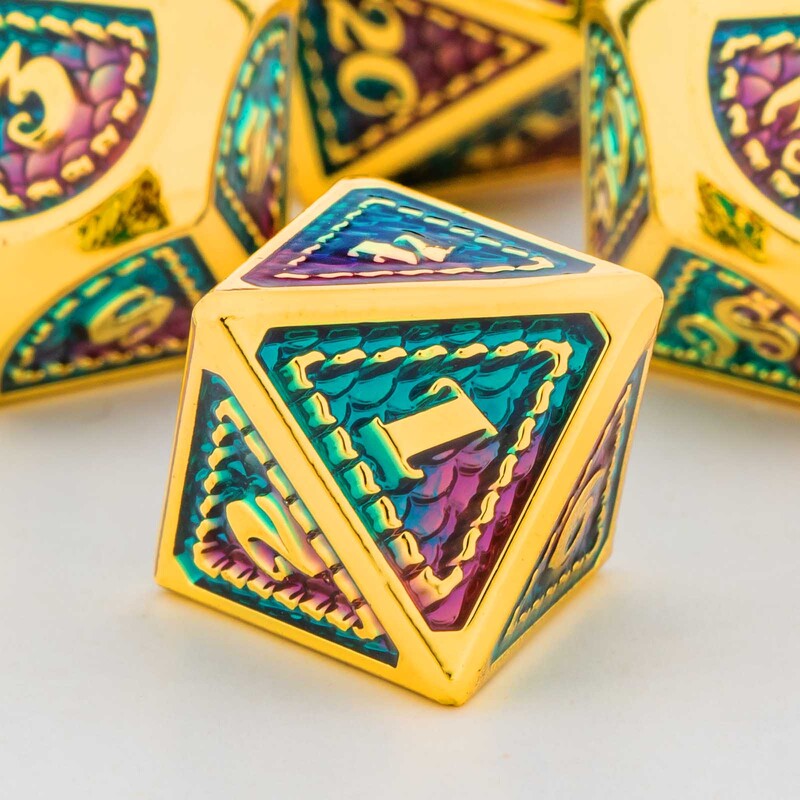 OUKELANWO DND Set metalnih kockica D&D za Dungeon and Dragon, zlatna poliedarska Rpg igra uloga D i D kockice D20 D12 D10 D8 D6 D4