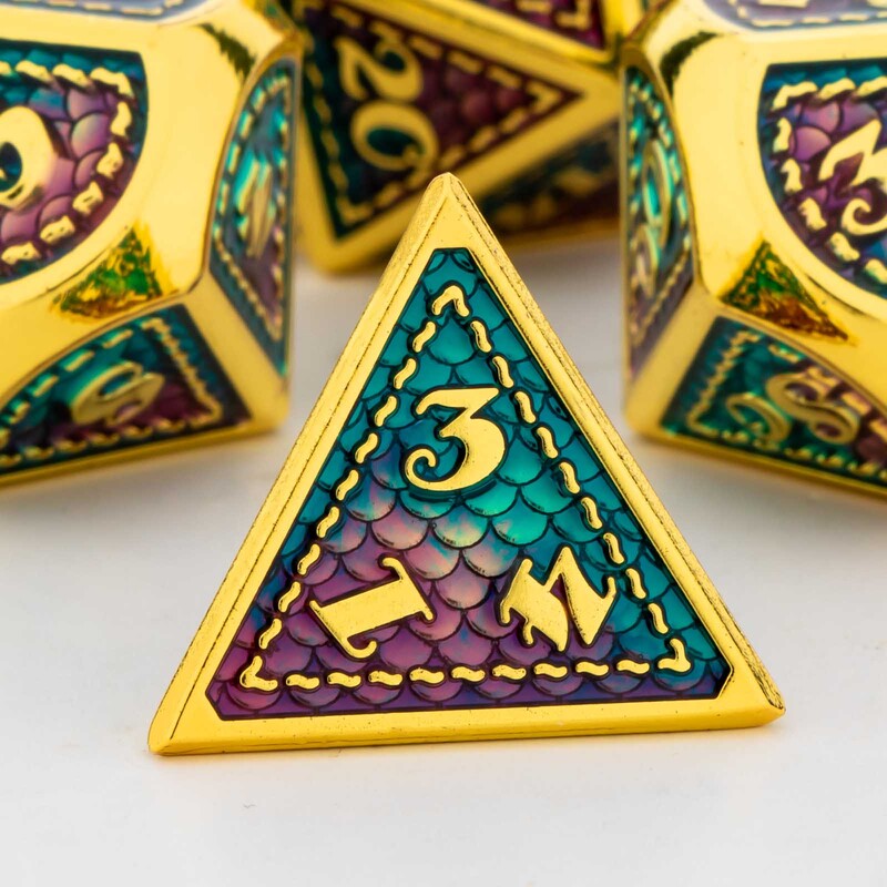 OUKELANWO DND Set metalnih kockica D&D za Dungeon and Dragon, zlatna poliedarska Rpg igra uloga D i D kockice D20 D12 D10 D8 D6 D4