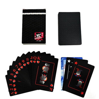 Cărți de joc de poker din PVC rezistent la apă, negru, durabil, colecție de cărți de joc Magic Poker, cutie de hârtie/metal