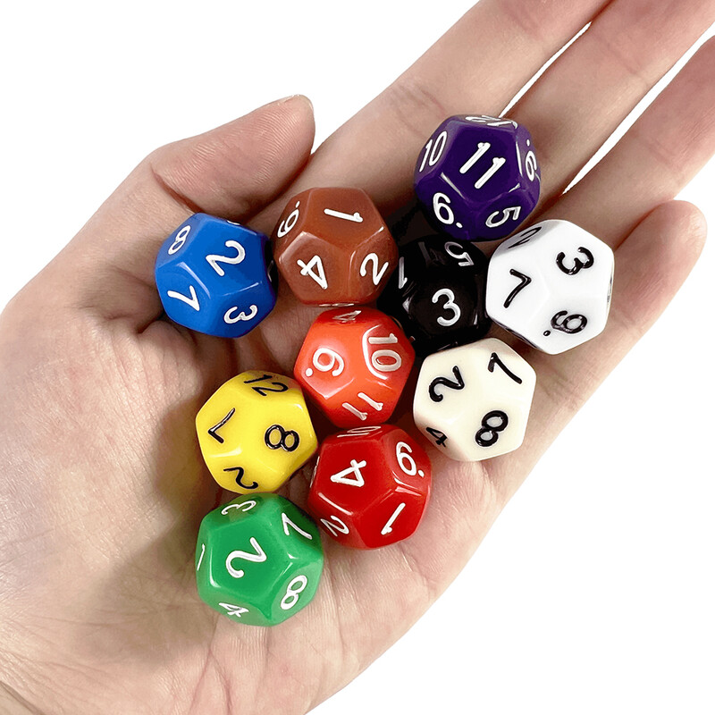 D12 Polyhedral Dice 17.7mm TRPG DND Digital Dice Game Set 12 strana 10kom za društvene igre