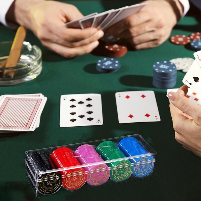 Stol za igranje kartica s ladicom za poker žetone 5 rešetki Akrilni držači za prikaz žetona za poker Svaki drži 100 žetona za početnike i iskusne