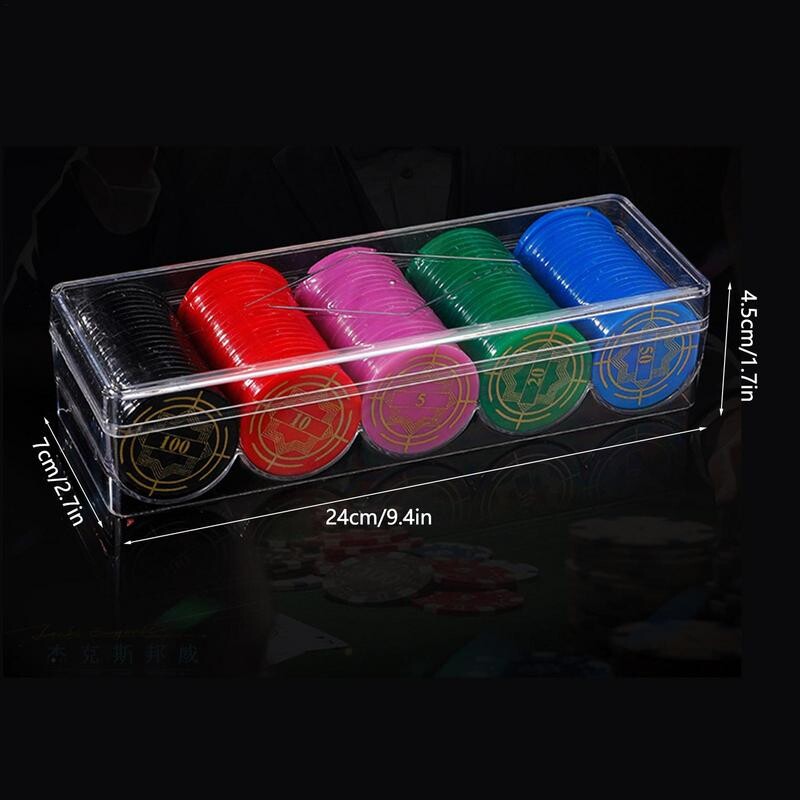 Stol za igranje kartica s ladicom za poker žetone 5 rešetki Akrilni držači za prikaz žetona za poker Svaki drži 100 žetona za početnike i iskusne